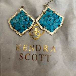 Kendra Scott Turquoise Mosaic Gold Drop Earrings